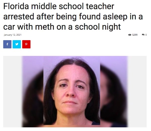 love japan - Florida middle school teacher arrested after being found asleep in a car with meth on a school night 5299 f