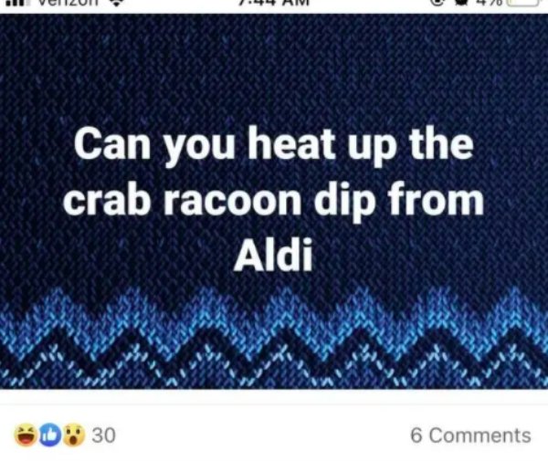 pattern - Can you heat up the crab racoon dip from Aldi 0 30 6