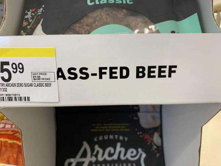 label - 599 Unit Price AssFed Beef 53.00 Hercung Try Archer Zero Sugar Classic Beef Y 20Z 241 85001130115 Country Arche