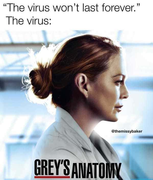 funny 2021 memes - the virus won't last forever. the virus grey's anatomy