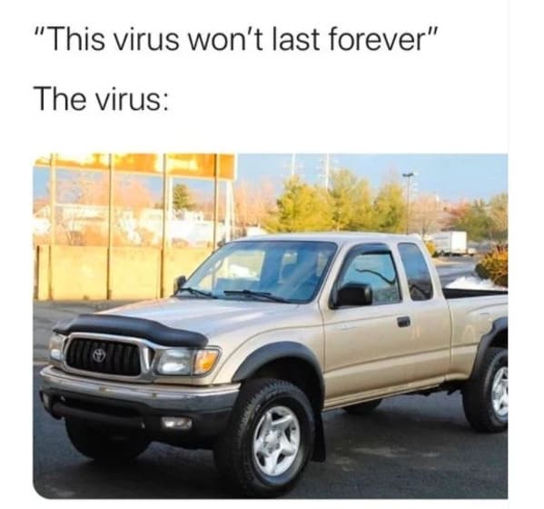 funny 2021 memes - 2004 toyota tacoma sr5 - this virus won't last forever the virus