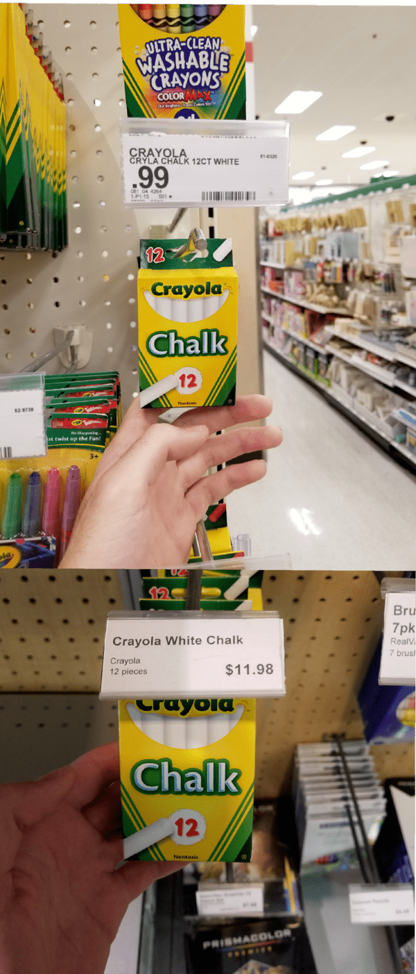 Chalk at Target vs. the campus bookstore