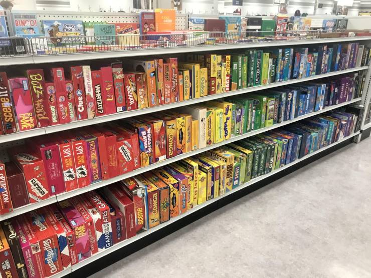 cool pics - color coded board games at store