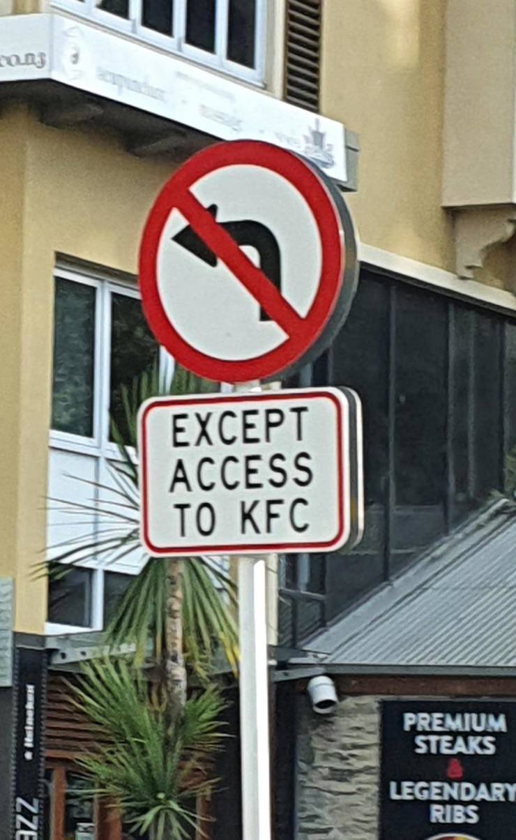 cool pics - no left turn sign except access to kfc