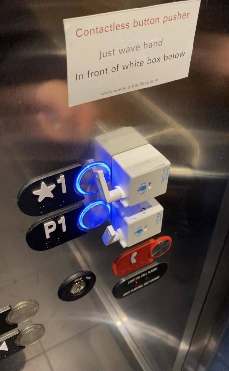 cool pics - touch free elevator buttons