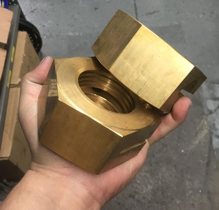 “The size of these brass nuts at my workplace”