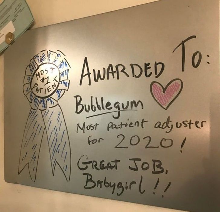 funny relationship pics - awarded to bubblegum most patient adjuster of 2020