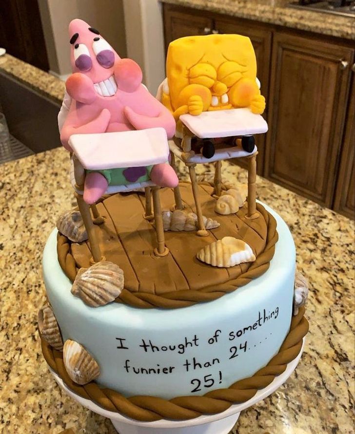 funny relationship pics - spongebob squarepants birthday cake - I thought of something funnier than 24...25