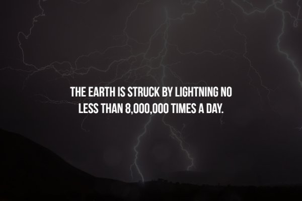 lightning - The Earth Is Struck By Lightning No Less Than 8,000,000 Times A Day.