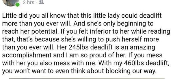 know you re in love - 2 hrs 24 Little did you all know that this little lady could deadlift more than you ever will. And she's only beginning to reach her potential. If you felt inferior to her while reading that, that's because she's willing to push hers