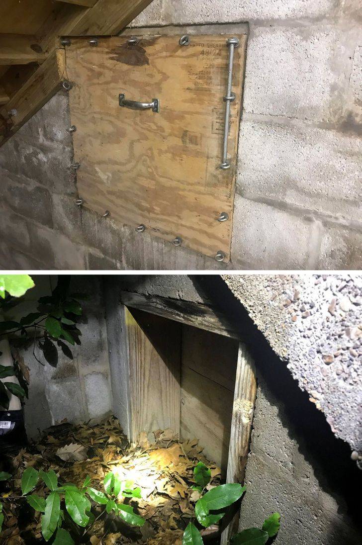“Just bought a house. Found this in the basement. Sealed tight.” “I have solved the mystery of the basement hatch. It is more underwhelming than I had ever imagined. The hatch is an emergency exit.”
