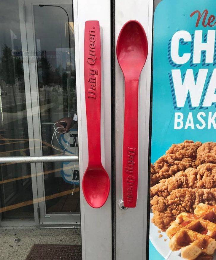 "And the door handles at this Dairy Queen are bright red spoons."