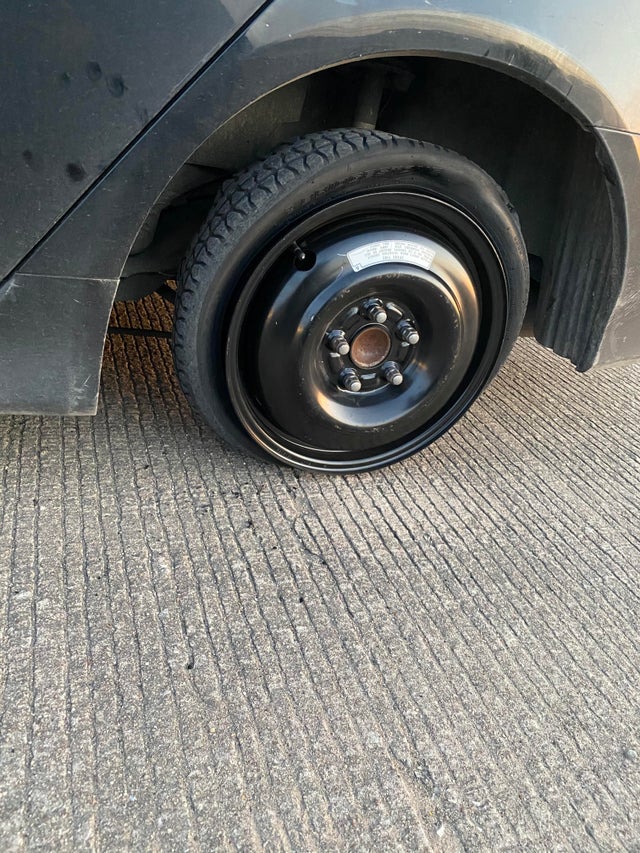 Tire blew out on the way to work. Not a problem, I’ve got a spare. Nope. Spare gave out too.