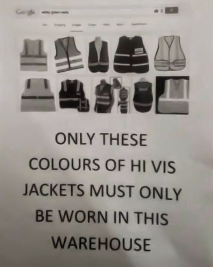 number - God Only These Colours Of Hi Vis Jackets Must Only Be Worn In This Warehouse