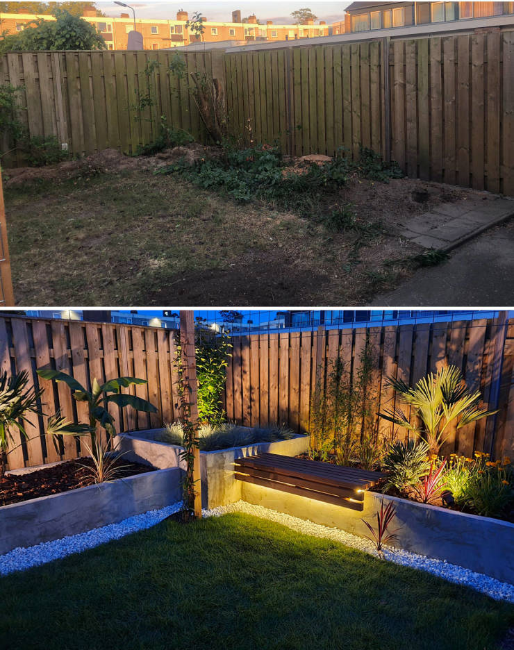 "Before and after lockdown backyard"