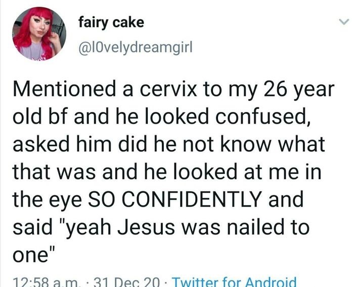 one tree hill peyton quotes - fairy cake Mentioned a cervix to my 26 year old bf and he looked confused, asked him did he not know what that was and he looked at me in the eye So Confidently and said "yeah Jesus was nailed to one" a.m. 31 Dec 20 Twitter f