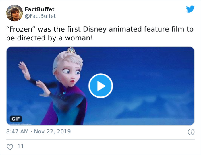 video - FactBuffet "Frozen was the first Disney animated feature film to be directed by a woman! Gif 11