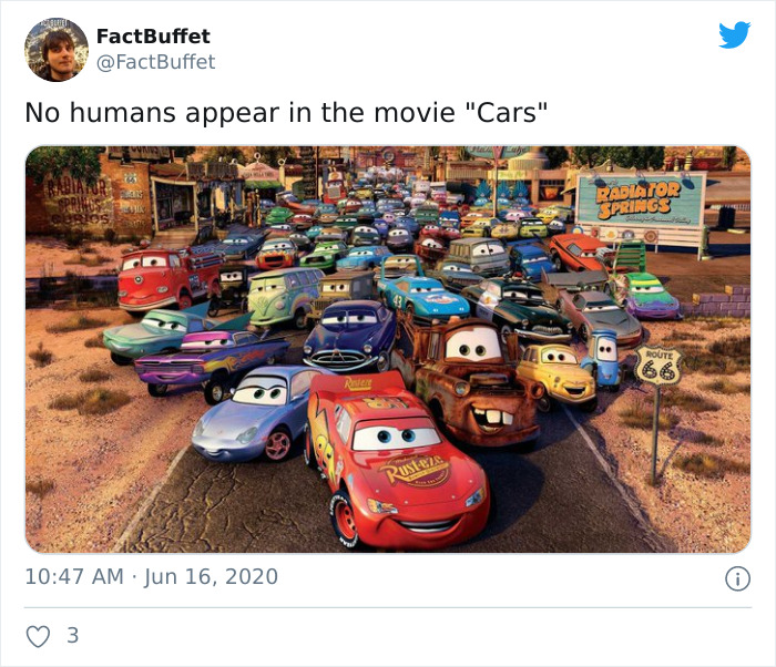 cars 2006 - FactBuffet No humans appear in the movie "Cars" Radiator Springs Ne Pos .. Route Rusteme 3