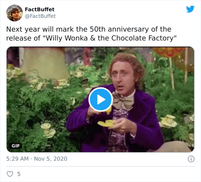 willy wonka - FactBuffet Next year will mark the 50th anniversary of the release of "Willy Wonka & the Chocolate Factory" Gif 0 5
