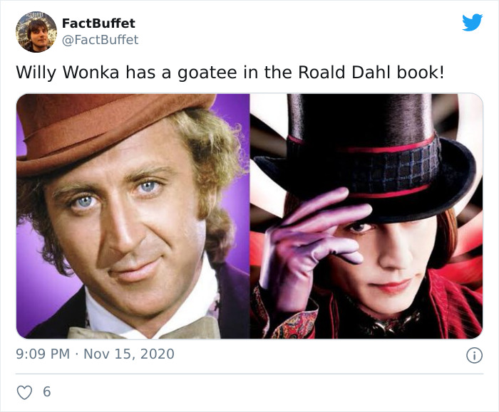 charlie and the chocolate factory - FactBuffet Willy Wonka has a goatee in the Roald Dahl book!
