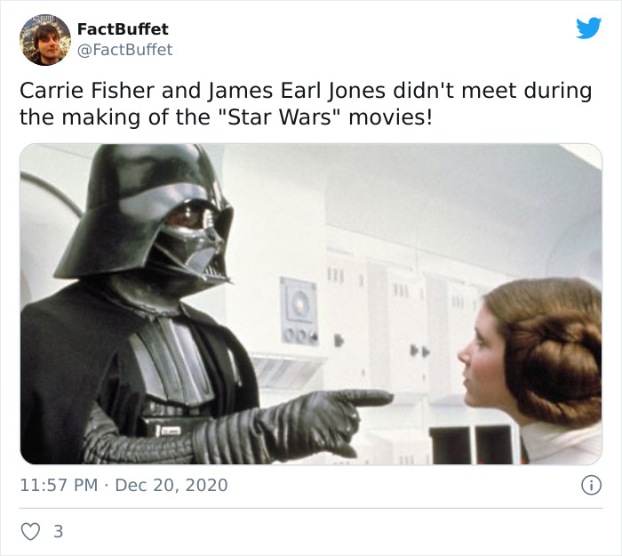 dave prowse darth vader - FactBuffet Carrie Fisher and James Earl Jones didn't meet during the making of the "Star Wars" movies! 0 3