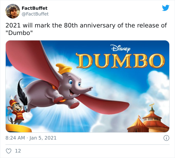 Dumbo - FactBuffet 2021 will mark the 80th anniversary of the release of "Dumbo" Disney Dumbo 12