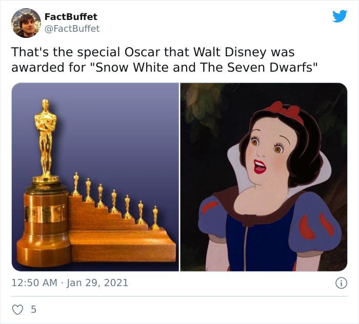 cartoon - FactBuffet That's the special Oscar that Walt Disney was awarded for "Snow White and The Seven Dwarfs" V 0 5
