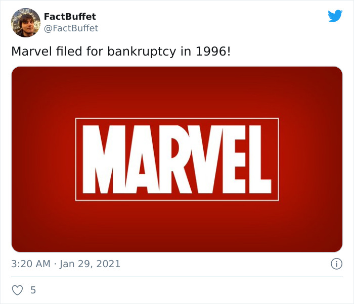 marvel comics - FactBuffet Marvel filed for bankruptcy in 1996! Marvel 5