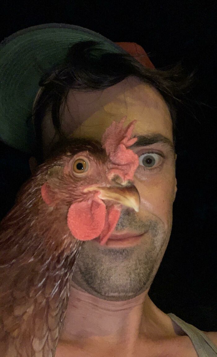 selfie with chicken