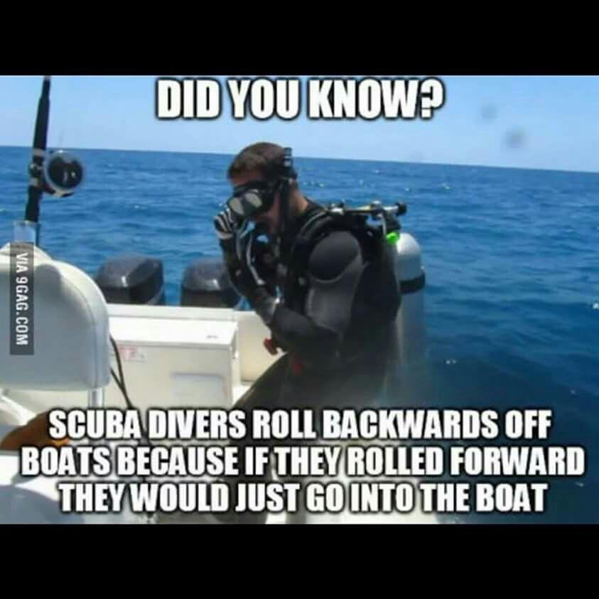 funny memes - Did You Know? Scuba Divers Roll Backwards Off Boats Because If They Rolled Forward They Would Just Go Into The Boat