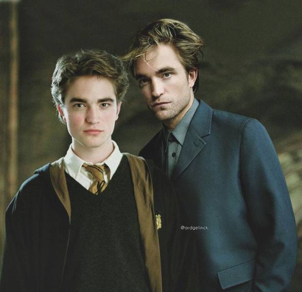 Robert Pattinson with Cedric Diggory (from the Harry Potter franchise)