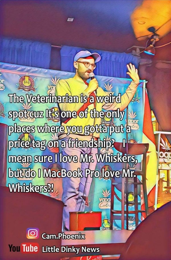 funny jokes - The Veterinarian is a weird spot cuz It's one of the only places where you gotta put a price tag on a friendship? I mean sure I love Mr. Whiskers, but do I MacBook Pro love Mr. Whiskers?