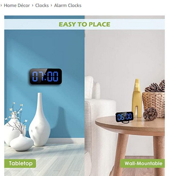 shelf - > Home Dcor > Clocks > Alarm Clocks Easy To Place i.uu Mon 06.00 Tabletop Wall Mountable