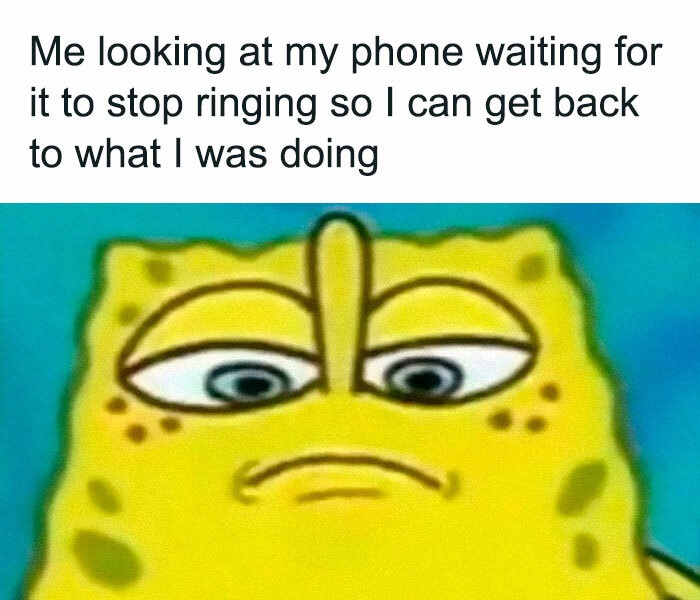 funny memes - Me looking at my phone waiting for it to stop ringing so I can get back to what I was doing