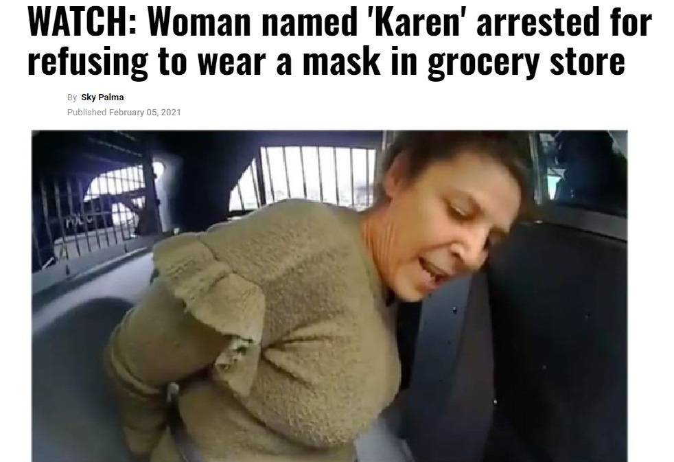 photo caption - Watch Woman named 'Karen' arrested for refusing to wear a mask in grocery store By Sky Palma Published