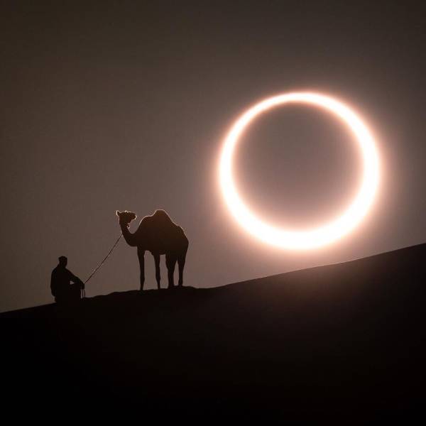 solar eclipse beautiful picture of ring of fire - O