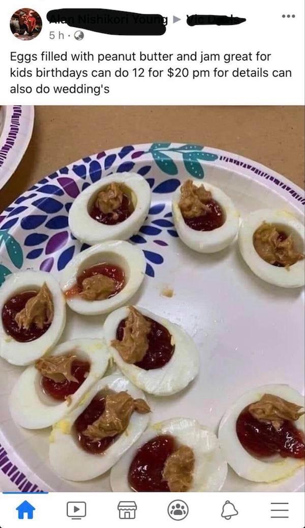funny weird craigslist listings - Eggs filled with peanut butter and jam great for kids birthdays can do 12 for $20 pm for details can also do wedding's