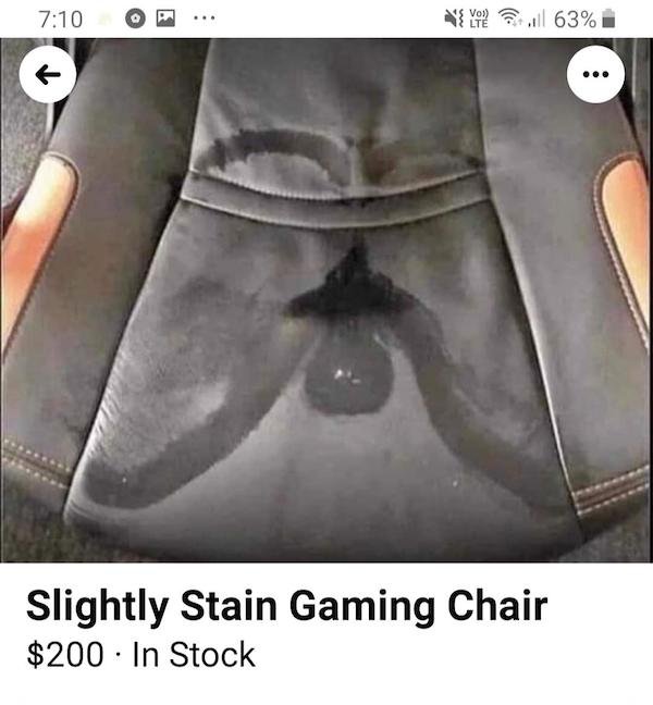 funny weird craigslist listings - Slightly Stain Gaming Chair $200
