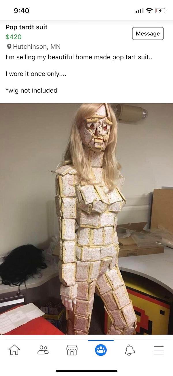 funny weird craigslist listings - Pop tardt suit $420 I'm selling my beautiful home made pop tart suit.. I wore it once only.... wig not included