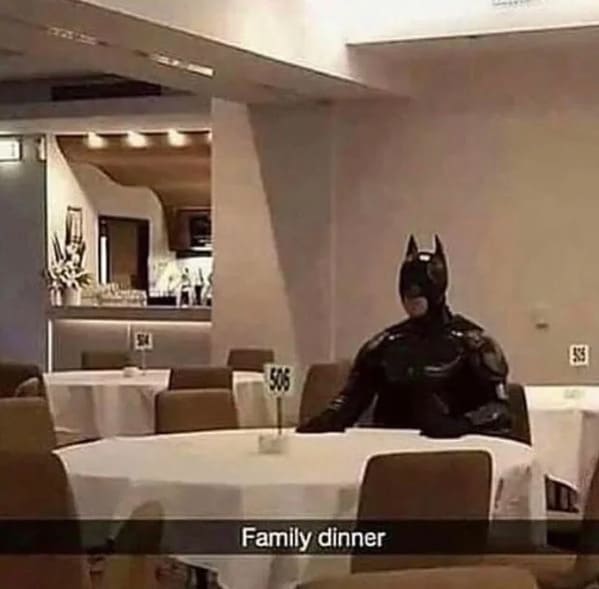 funny pics - Family dinner batman