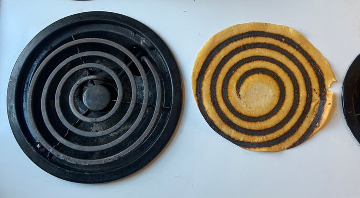 “Just tried making a crispy tortilla on my electric stove.”