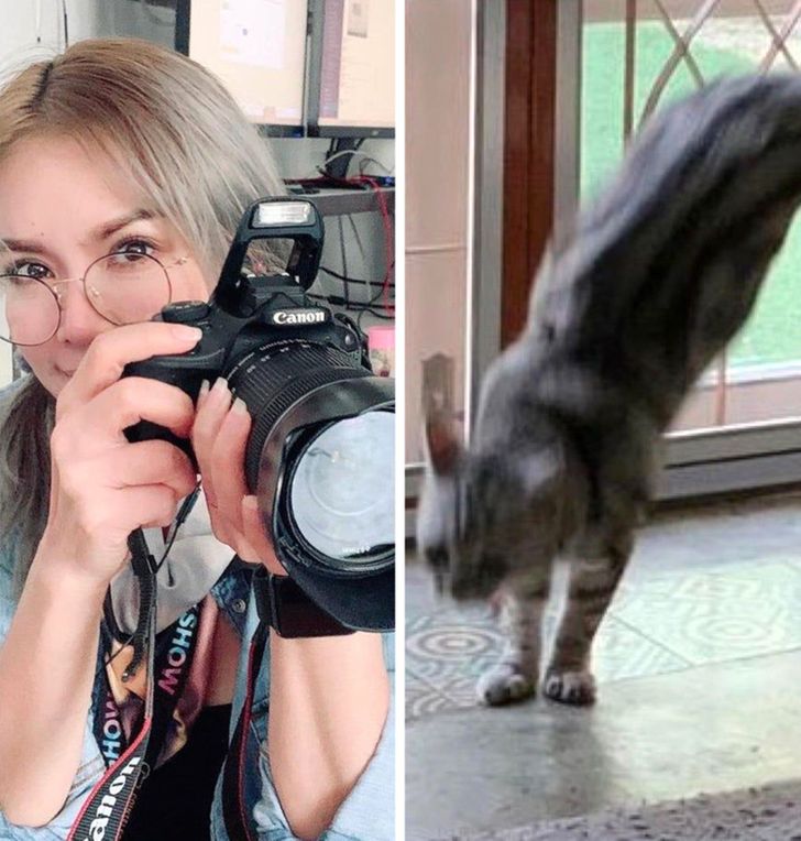 “My wife with her new camera, and my wife’s first photo with her new camera. Her services are available for weddings, bar mitzvahs, and funerals. Please book early to avoid disappointment.”