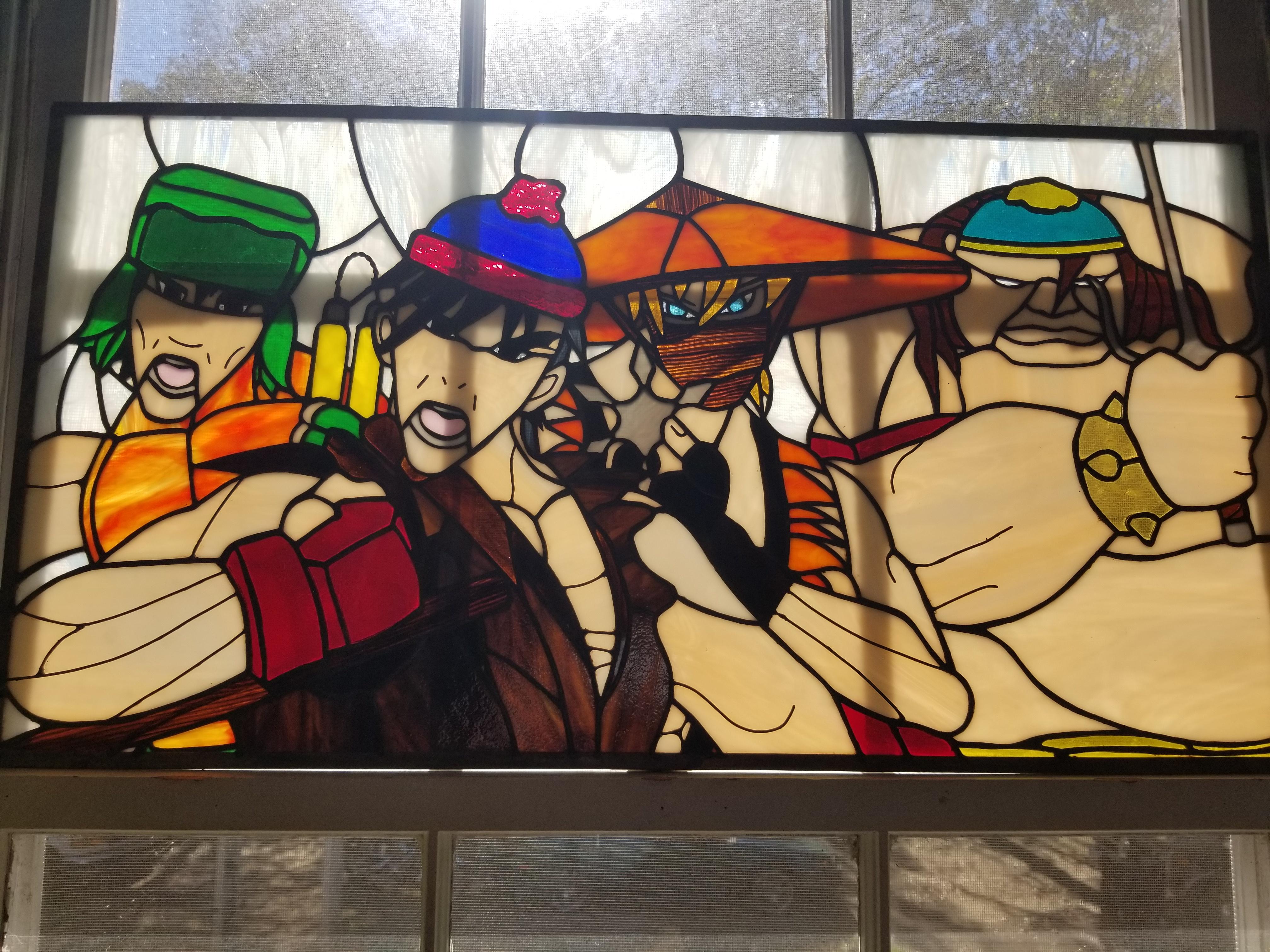 funny memes and pics - stained glass that looks like anime south park