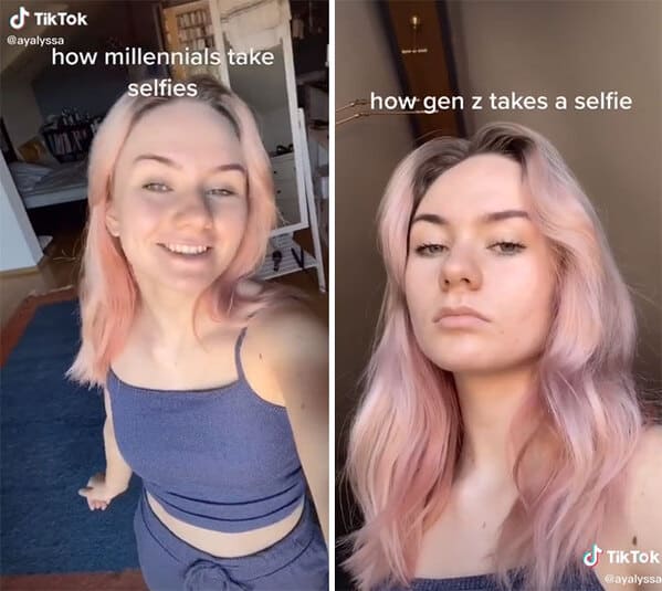 funny gen z zoomer millennial jokes - TikTok how millennials take selfies how gen z takes a selfie