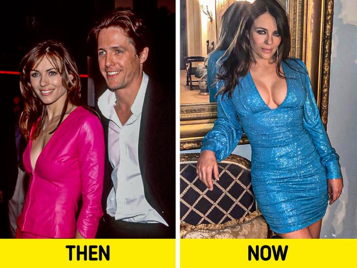 liz hurley hugh grant - Then Now