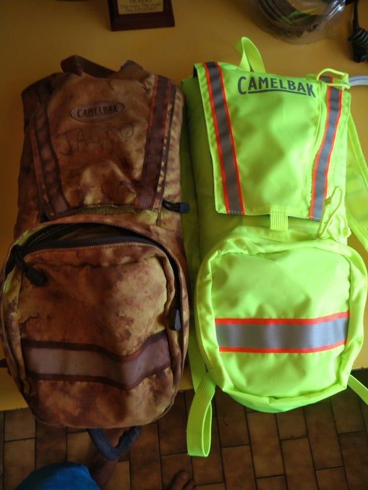 The backpack on the left spent 2 and a half years in the Pilbara desert.