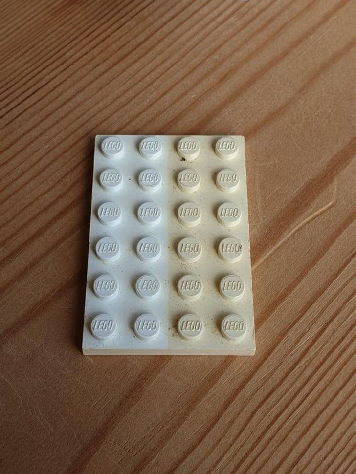 “This Lego piece was half covered for around 3 decades.”