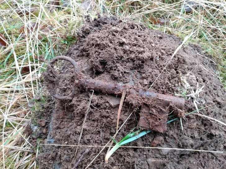 “I found this old skeleton key with my metal detector.”