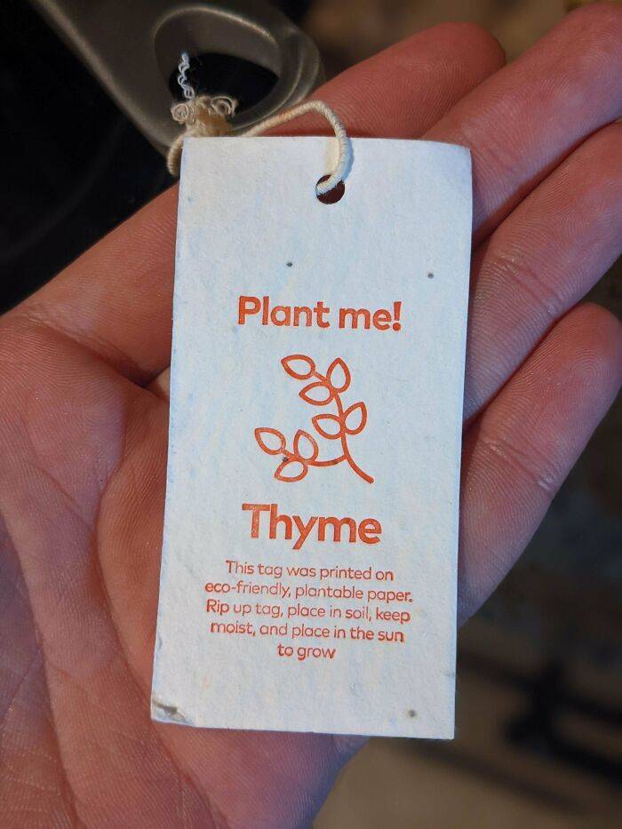 "The Tag From My New Frying Pan Can Be Planted To Grow Thyme"