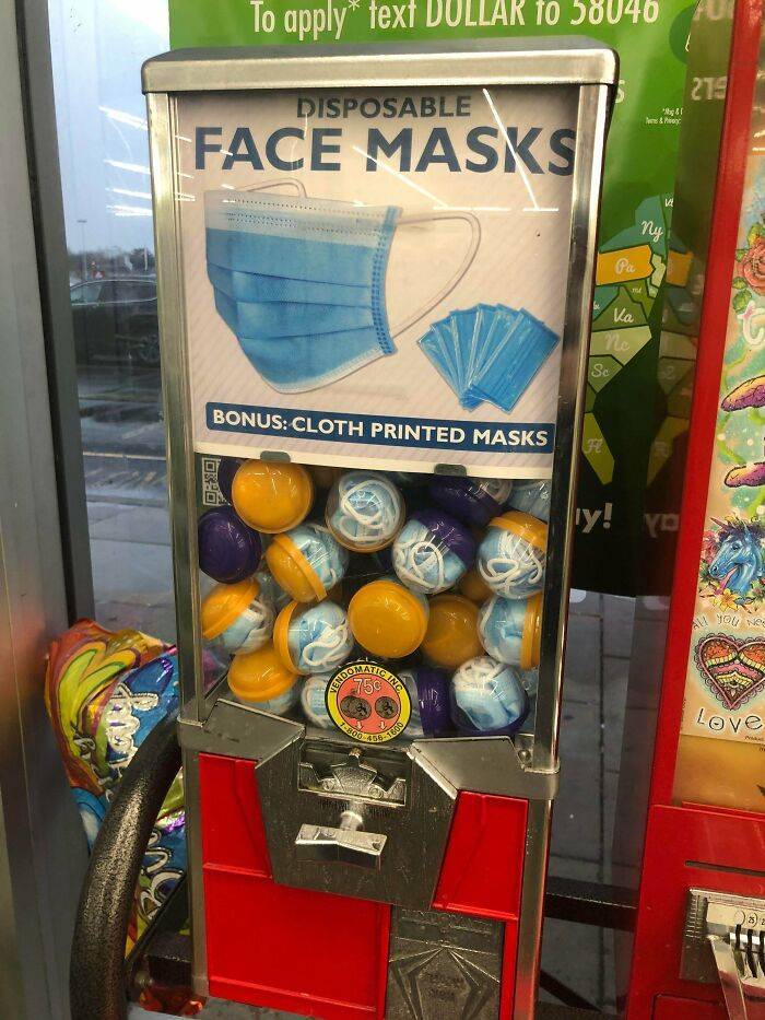 "A Mask Gumball Machine At The Dollar Store"